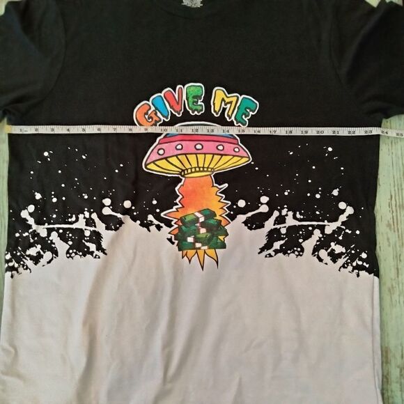 Blackjack Tee Shirt Give Me Size XL Black and White Mushroom and Money - Picture 5 of 7